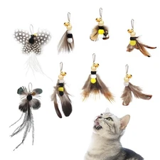 8 Pieces Insect Cat Toy Refills Cat Feather Teaser Wand Attachments Bug