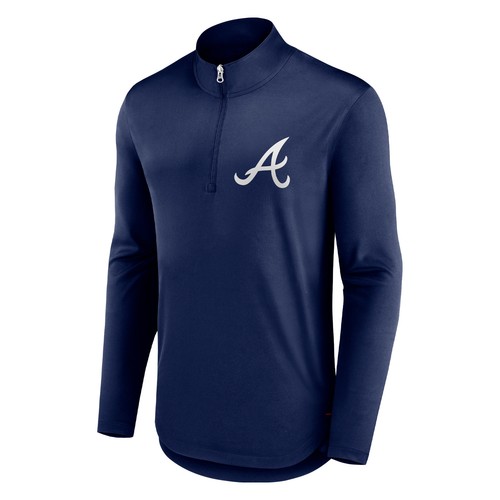 Men's Fanatics Navy Atlanta Braves Tough Minded Lightweight Quarter-Zip Pullover - Imagen 2 de 3
