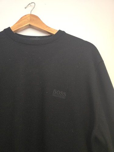 Maglione girocollo uomo HUGO BOSS maglione medio nero lana vergine - Foto 2 di 12
