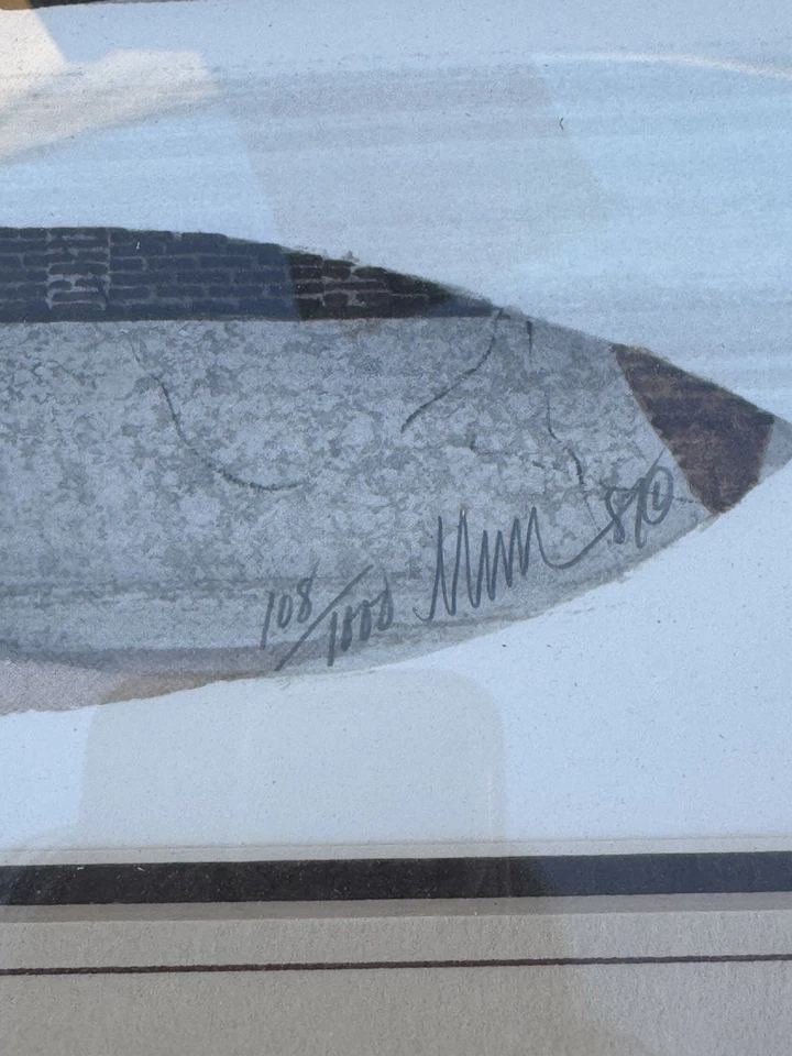 Impressão numerada emoldurada assinada P Buckley Moss Homestead Revisited 1987 - Imagem 3 de 4