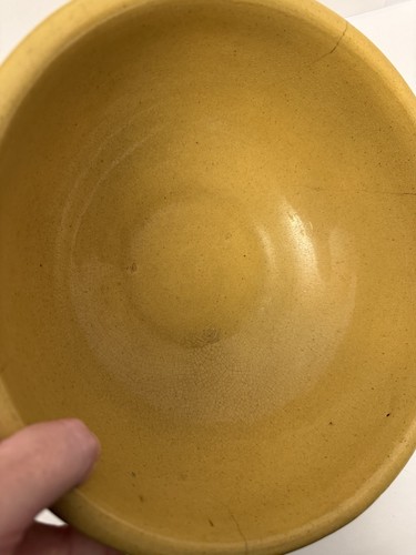Antique Yellow Ware Glazed Stoneware 11.25” Primitive Mixing Bowl Farmhouse. - Picture 7 of 10