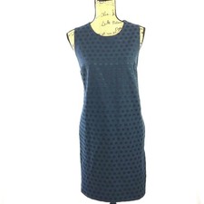 GAP Dress XS Black Teal Polka Dot Texture Pocket Zipper Lined CUTE!