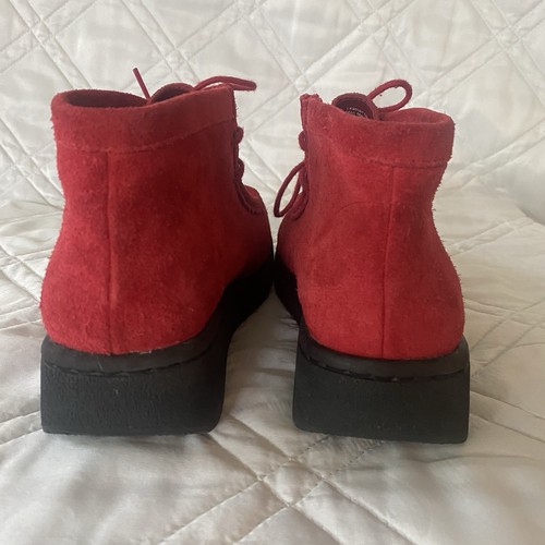 Vintage Lower East Side Y2K Chukka Suede Leather Moc Toe Boots Red Size 7.5 - Picture 7 of 18