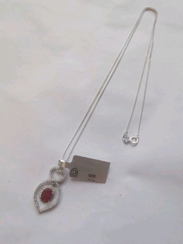 GEMPORIA Sterling Silver Ruby And Topaz Pendant Necklace . R7L - Picture 2 of 3