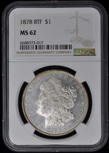 1878 8TF Morgan Dollar S$1 NGC MS62
