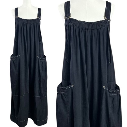 Free People Oversized Chambray Denim Machu Barrel Midikleid Schwarz Größe Large - Bild 3 von 14