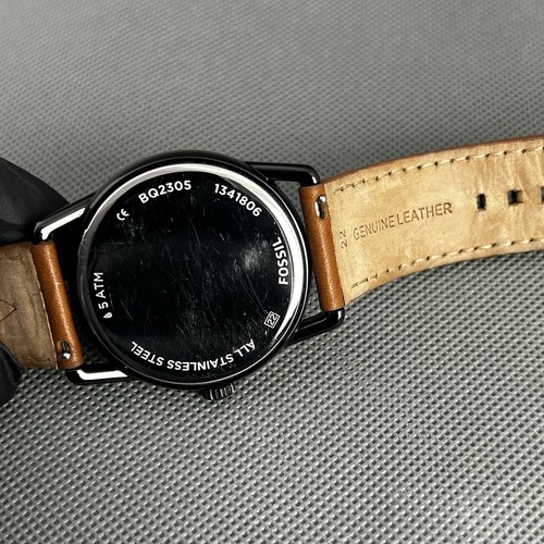 Fossil Herrenuhr BQ2305 braun Leder rund schwarzes Ziffernblatt Quarz neue Batterie Gents - Bild 12 von 17