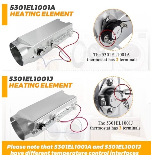 Conjunto de elemento calefactor secadora 5301EL1001A 5301EL1001J para secadoras LG 5301EL1001H - Imagen 8 de 10