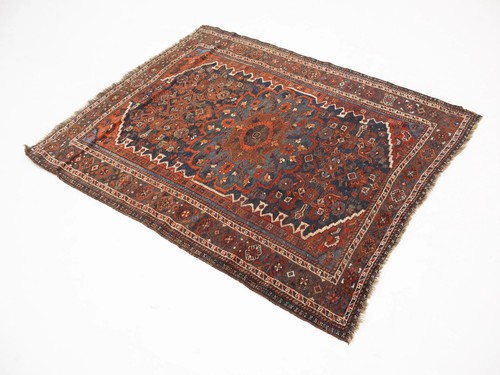 Antique Tribal Farmhouse Wool Rug Oriental Foyer Carpet 4x5 - Picture 3 of 12