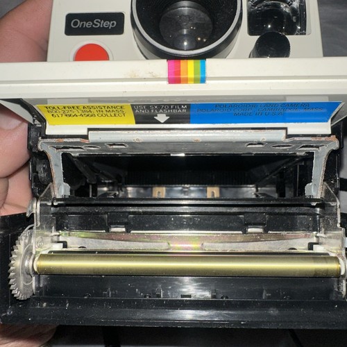 Vintage Original Polaroid SX-70 OneStep White Rainbow Stripe Land Camera - Bild 7 von 7