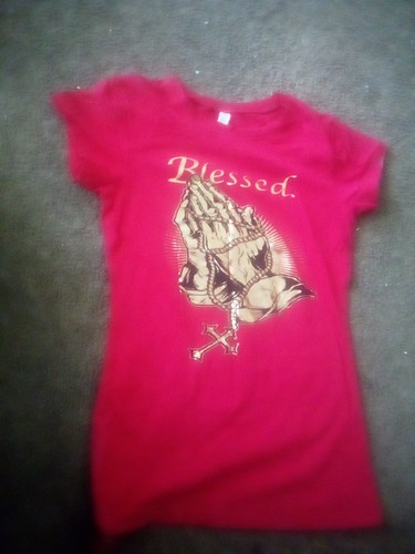 Camisa "Blessed" (Roja, Mujer Talla Pequeña, Ligeramente Cloroxed) - Imagen 1 de 2