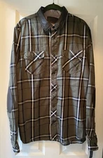 NWT BUFFALO By David Bitton Saquil Faux Leather Detail Button Up Flannel-Size XL