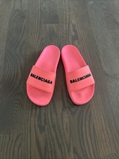 Balenciaga Rubber Logo Pool Beach Slides. Size 8 38 . Bright Pink.