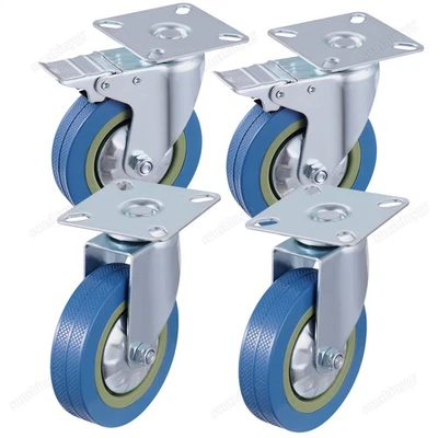 WZTO Transportrollen Set 4 x Lenkrollen Bockrollen Vollgummi Schwerlastrollen Möbel