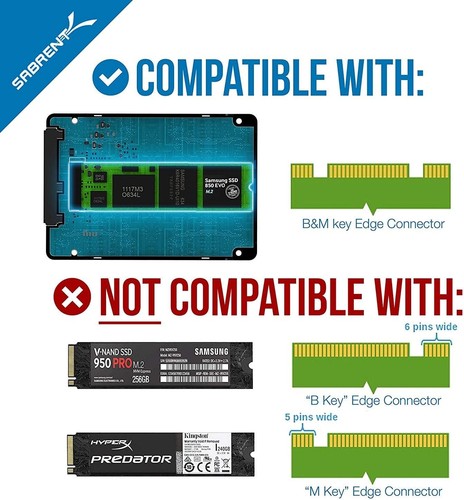SABRENT M.2 SATA auf 2,5 Zoll SATA Adapter unterstützt B&M Key Nicht NVMe - Bild 2 von 8