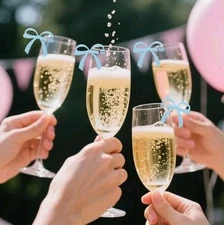 25pcs BLACK Bow Drink Markers, Wine Glass Charms Bowknot Drink Tag Over The Hill