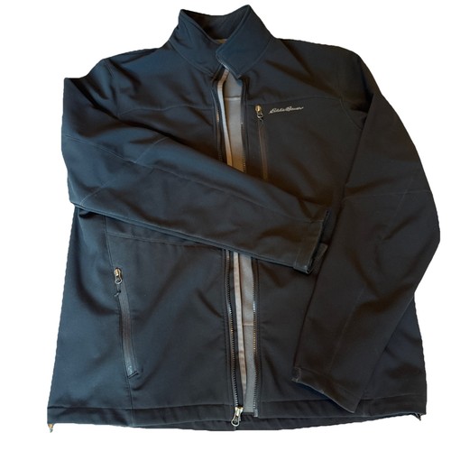 Chaqueta Eddie Bauer Soft Shell Para Hombre Negra Cremallera Completa Bolsillos Forrada de Vellón Talla TL - Imagen 9 de 10