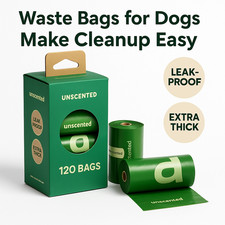 Dog Poop Bags Unscented 120 Count Extra Thick Leak Proof Pet Waste Refill Rolls