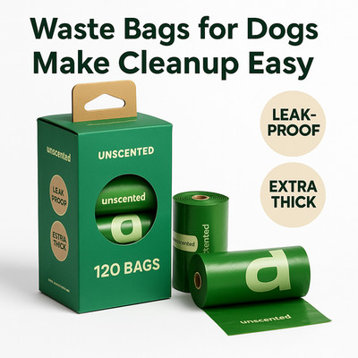 Dog Poop Bags Unscented 120 Count Extra Thick Leak Proof Pet Waste Refill Rolls