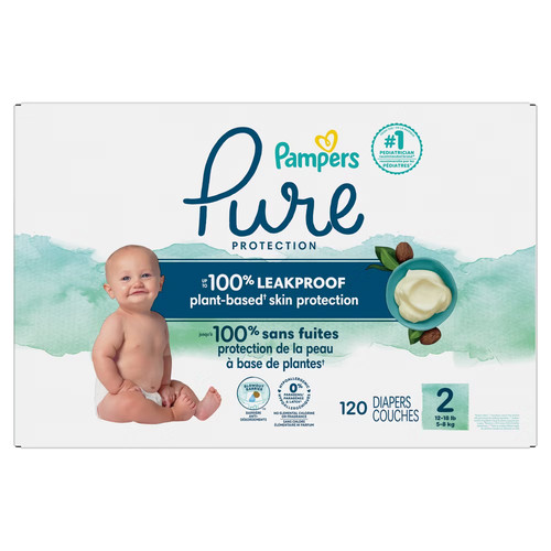 Pampers Pure Protection Diapers Size 2, 120ct Plant-Based Dermatologist Approved - Picture 2 of 14
