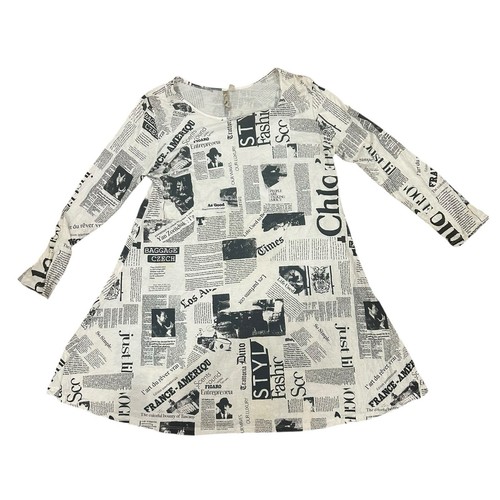 Cómodo Vestido Top Fluido Estampado Periódico EE. UU. Talla Pequeña Art Avant Garde - Imagen 6 de 8