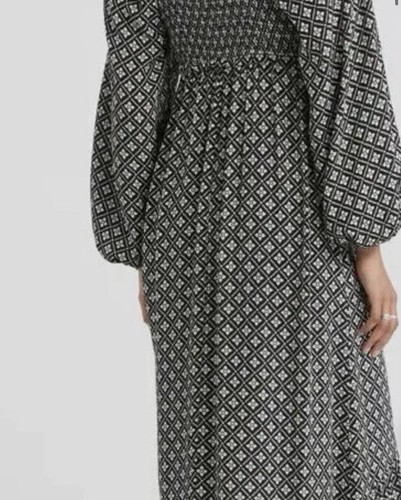 Sportsgirl Geo Dress Size AU 12 / US 8 Halter Maxi Floral Long Sleeve Hippy Boho - Picture 3 of 7
