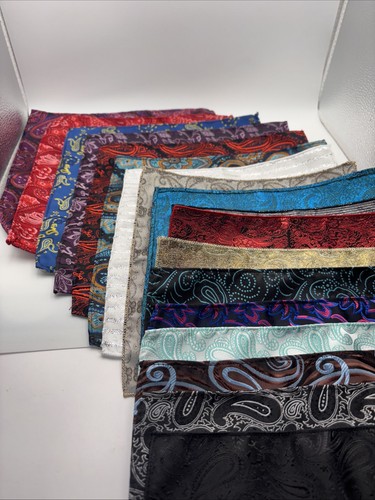 Menge 18 100 % Seide Einstecktücher Taschentücher 9,5" Paisley Blumen Handarbeit