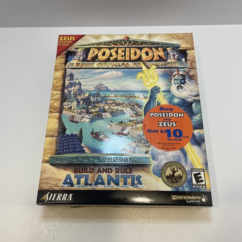 Poseidon Big Box PC Game Sierra Disc Zeus Expansion 2001 New And Sealed - Picture 1 of 2