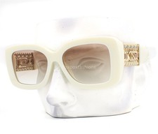 Chanel Sunglasses ch5535QA 1255/13 Creamy White Pale Gold Chain Logo with Case