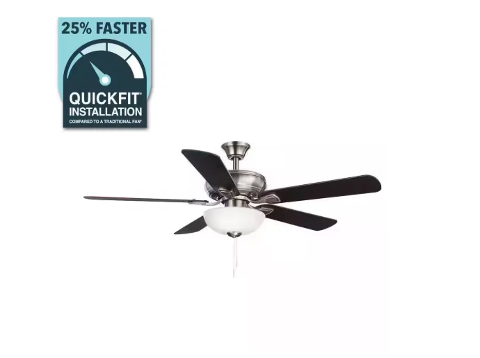 Hampton Bay Rothley II 52'' LED Brushed Nickel Ceiling Fan w/ Light Kit, Downrod - Image 2 of 4