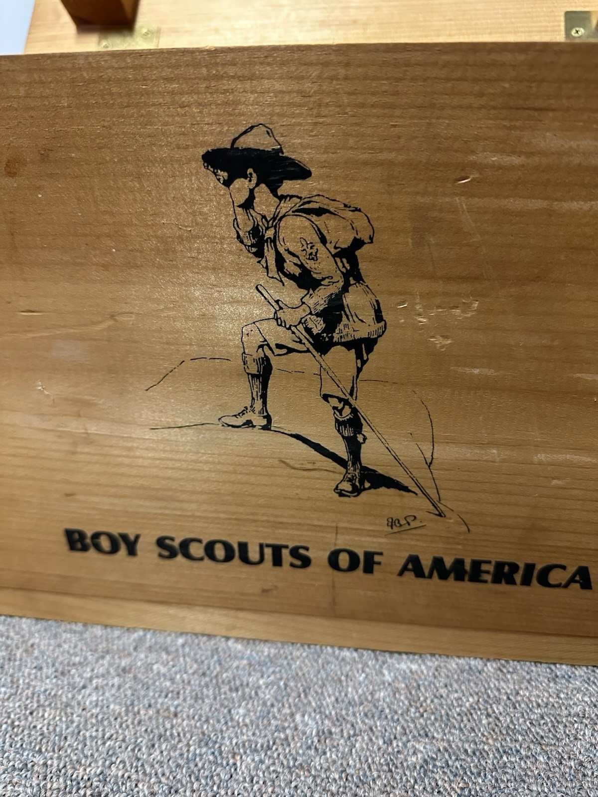 VINTAGE Boy Scouts America BSA Foot Locker Wooden Utility Box RARE