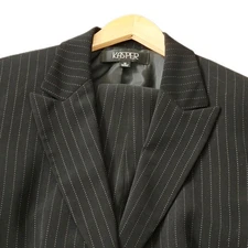 Kasper Pantsuit 2pc Womens 12/30Wx32L Black White Striped Formal Business Career