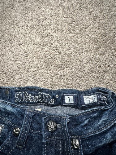 Miss Me Girls Denim BootCut Jeans Embellished Size 7 - Picture 4 of 5