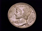 1916-P Mercury Dime, About Uncirculated with Full Bands