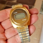 RARE Vintage Men's Timex SSQ Digital Watch Wristwatch Gold Plated Tone LOOK WOW
