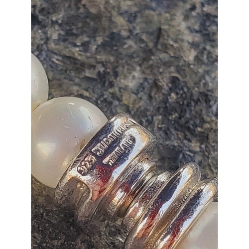 Judith Ripka weiße Perle 925 Sterling Silber Halskette 8 mm Magnetverschluss 18 Zoll - Bild 7 von 9