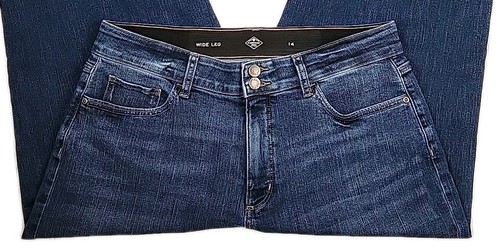 St Johns Bay Womens Jeans Size 14 Wide Leg Stretch Double Button 5 Pocket - Picture 2 of 13