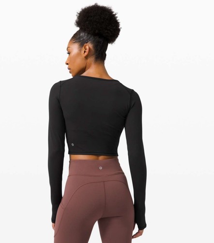 Lululemon Wunder Train Cropped Long Sleeve 2 Black $88 Everlux Pristine - Picture 12 of 14