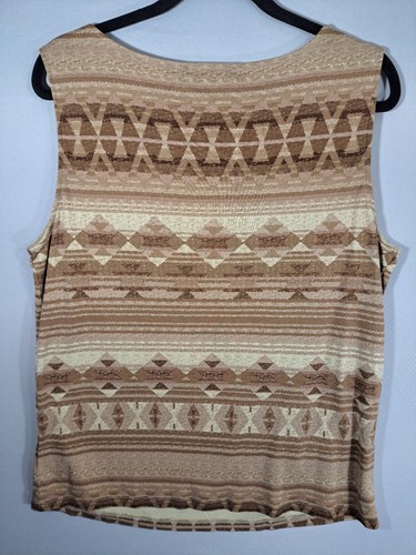 Lauren Ralph Lauren Damen Tanktop Aztekenmuster Seide ärmellos Wasserfallausschnitt Gr. XL - Bild 2 von 5