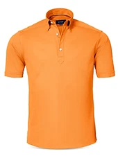 Eton Men''s Orange Slim Fit Pique Polo Shirt, Large