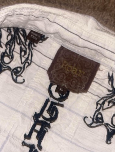 XL ROAR BUTTON UP LONG SLEEVE, CROWN DESIGN, Y2K GRUNGE - Picture 5 of 5