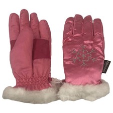 Girls Shiny Pink Snowflake Print Performance Ski  Snow Winter Gloves