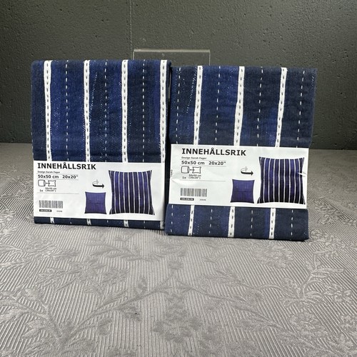 IKEA INNEHALLSRIK Two Cushion cover, Blue / White 20 x 20 " - Picture 4 of 4