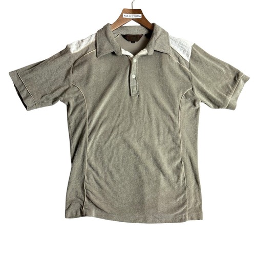 Vintage Alvin Josef Poloshirt Herren XL grün hellbraun French Terry Golf Preppy 80er