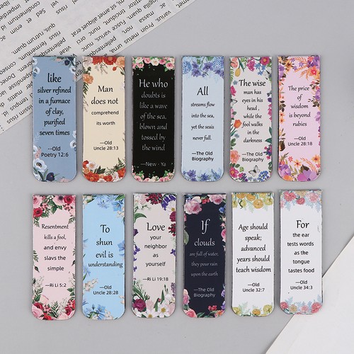 12pcs Aesthetic Motivational Bible Quotes Paper Bookmarks DIY Students Readers - Photo 10/19