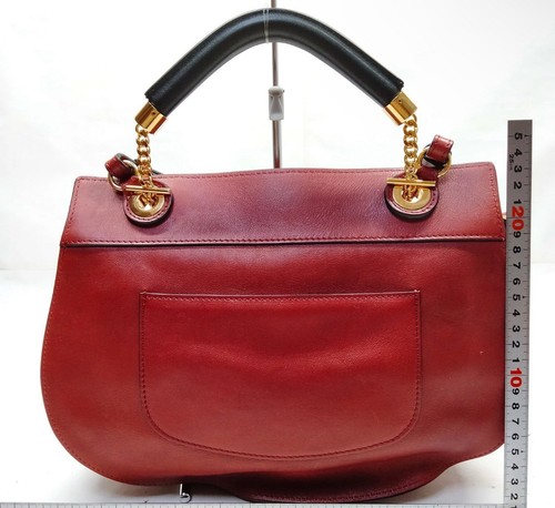 Authentic Chloe Burgundy Leather Pony 2way Top Handle Crossbody Goldie Bag - Picture 2 of 9