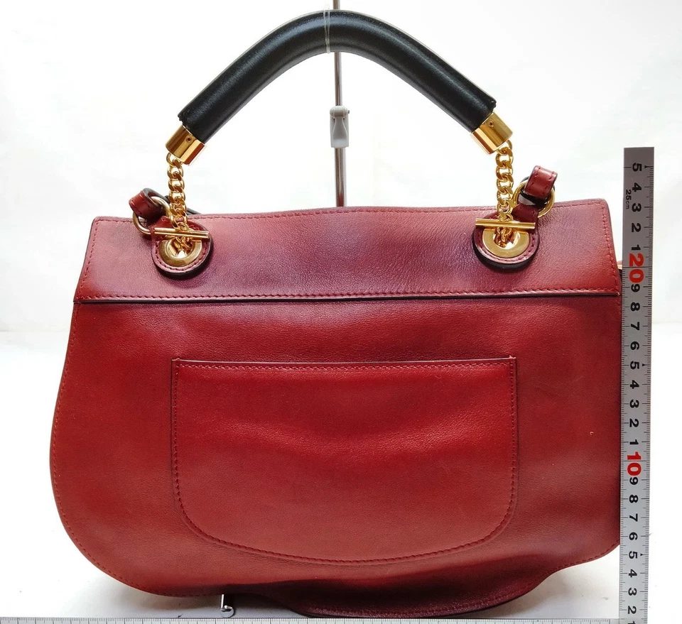 Authentic Chloe Burgundy Leather Pony 2way Top Handle Crossbody Goldie Bag - Image 2 of 4