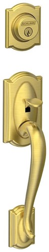 Schlage F58-CAM Camelot Single Cylinder Exterior Entrance - Brass