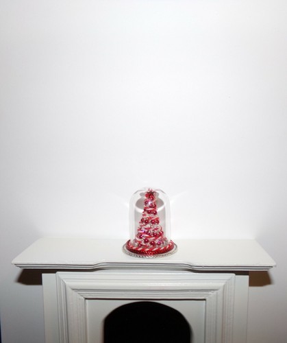 CASA DE MUÑECAS CARAMELO MINIATURA ~ ÁRBOL DE NAVIDAD CAÑA ESCALA 1:12 EN CÚPULA DE VIDRIO ¡NUEVO! - Imagen 11 de 12
