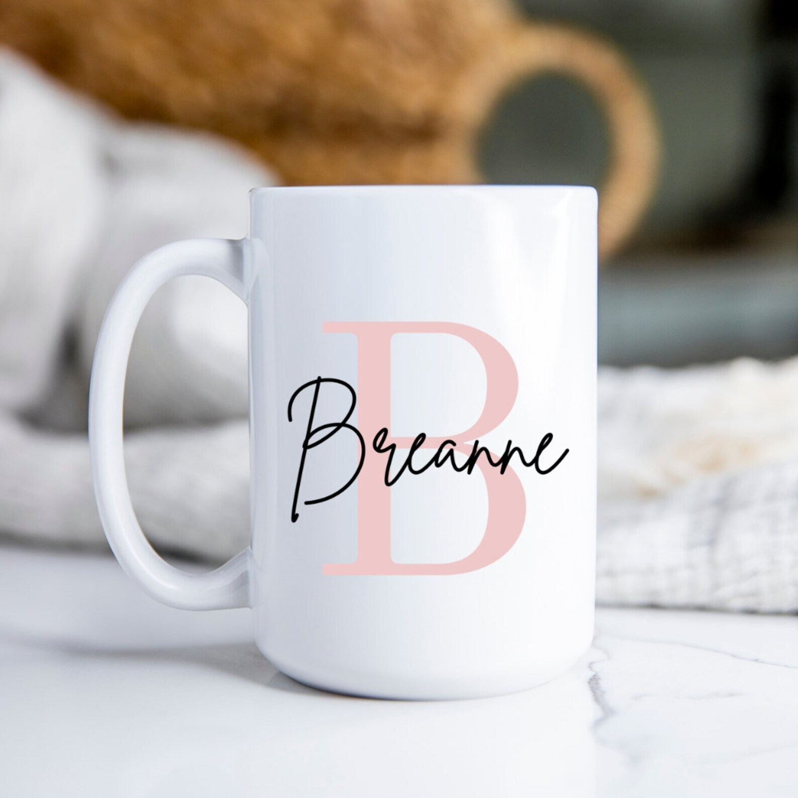 Custom Monogram Initial Mug - Personalized Name Coffee Cup for Her  